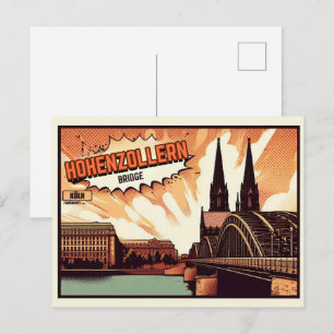 Carte Postale Pont Hohenzollern vintage Cologne allemagne cadeau