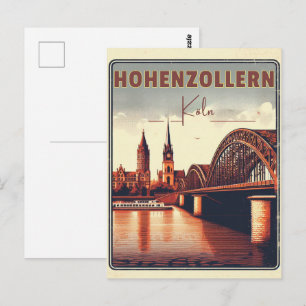Carte Postale Pont Hohenzollern vintage Cologne allemagne cadeau
