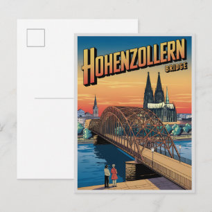 Carte Postale Pont Hohenzollern vintage Cologne allemagne cadeau