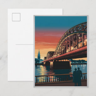 Carte Postale Pont Hohenzollern vintage Cologne allemagne cadeau