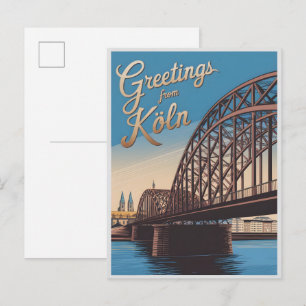 Carte Postale Pont Hohenzollern vintage Cologne allemagne cadeau