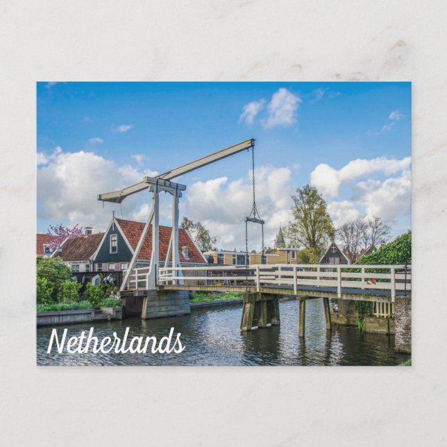 Carte Postale Pont hollandais en bois levant à Pays-Bas (Devant)