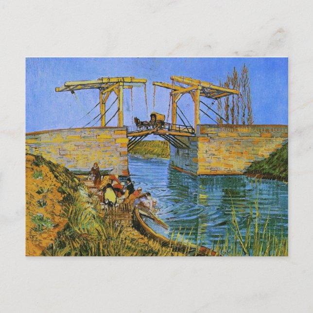 Carte Postale Pont Langlois Femmes Laver Van Gogh Art (Devant)