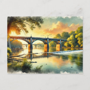 Carte Postale Pont Lovely Warm Green James River Aquarelle