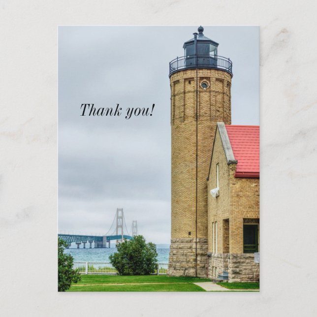 Carte Postale Pont Mackinac et phare Merci (Devant)
