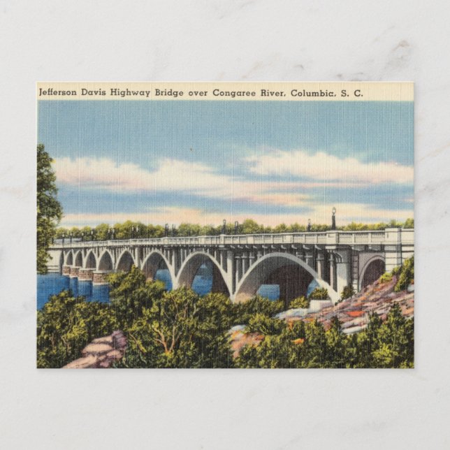 Carte Postale Pont, rivière Congaree, Columbia, Caroline du Sud (Devant)