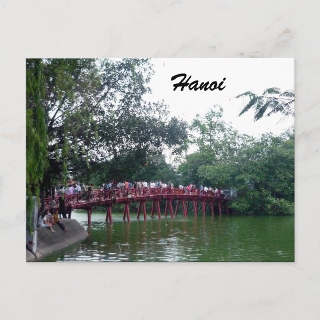 Carte Postale pont rouge du lac hanoi (Devant)