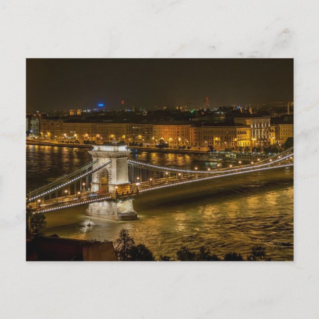 Carte Postale Pont suspendu de Budapest (Devant)