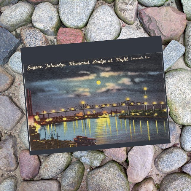 Carte Postale Pont Talmadge la nuit Savannah GA rétro (Créateur téléchargé)