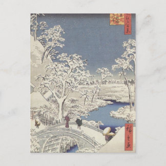 Carte Postale Pont tambour à Meguro, par Ando Hiroshige