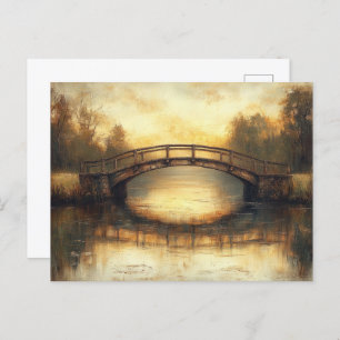 Carte Postale Pont vintage au-dessus de la peinture fluviale Cam