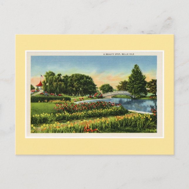 Carte Postale Pont vintage Detroit Belle Isle (Devant)