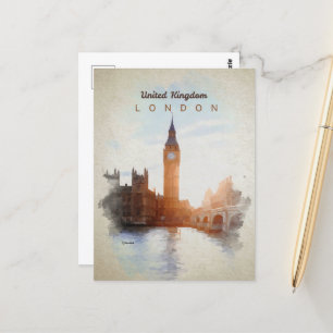 Carte Postale Pont Westminster en aquarelle