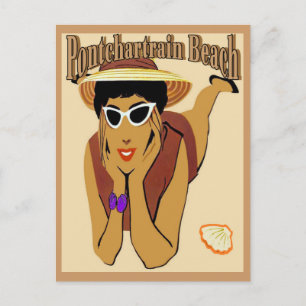 Carte Postale Pontchartrain Beach Lady sur le sable