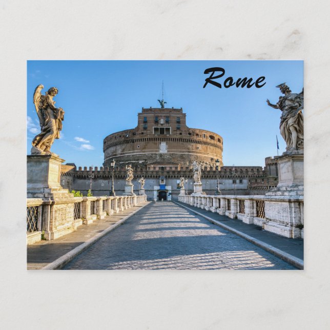 Carte Postale Ponte et Château Sant'Angelo - Rome, Italie (Devant)