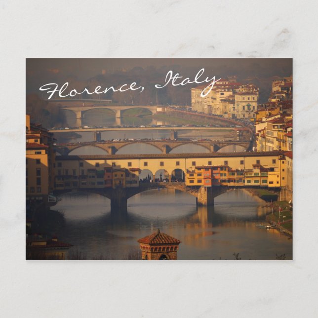 Carte Postale Ponte Vecchio et Ponts de Florence, Italie (Devant)