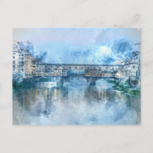 Carte Postale Ponte Vecchio sur le fleuve Arno à Florence, Itali