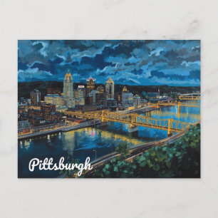 Carte Postale Ponts jaunes de Pittsburgh, ville d'art