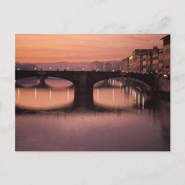 Carte Postale Ponts sur l'Arno au coucher du soleil, 2 (Devant)