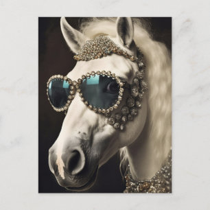 Carte Postale Pony Avec Lunettes De Soleil