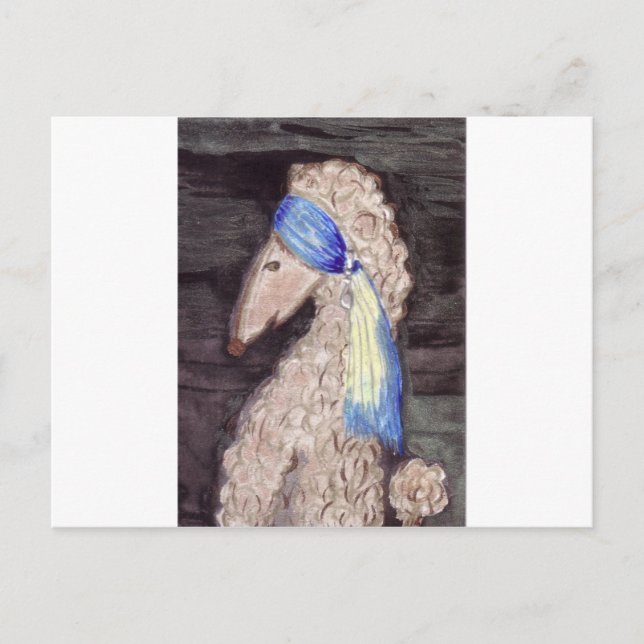 Carte Postale Poodle avec oreille perle (Devant)
