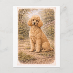 Carte Postale Poodle de style vintage