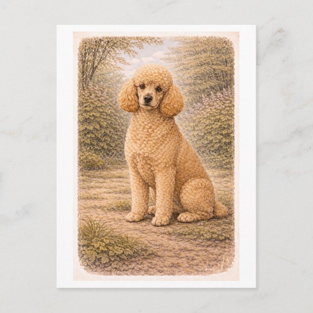 Carte Postale Poodle de style vintage (Devant)
