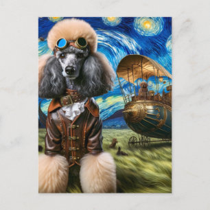 Carte Postale Poodle en vapeur Van Gogh