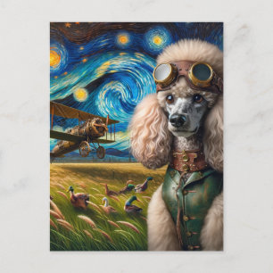 Carte Postale Poodle et canards steampunk