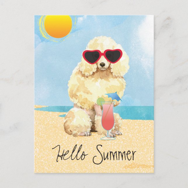 Carte Postale Poodle miniature d'été (Devant)