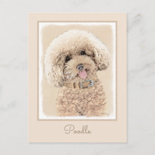 Carte Postale Poodle Miniature Toy Apricot Crème Chien Brown Art