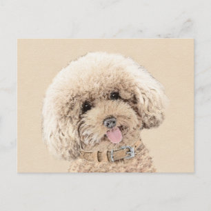Carte Postale Poodle Miniature Toy Apricot Crème Chien Brown Art