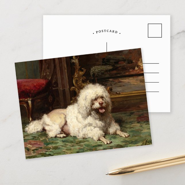 Carte Postale Poodle posé sur le coeur | École de français (Créateur téléchargé)