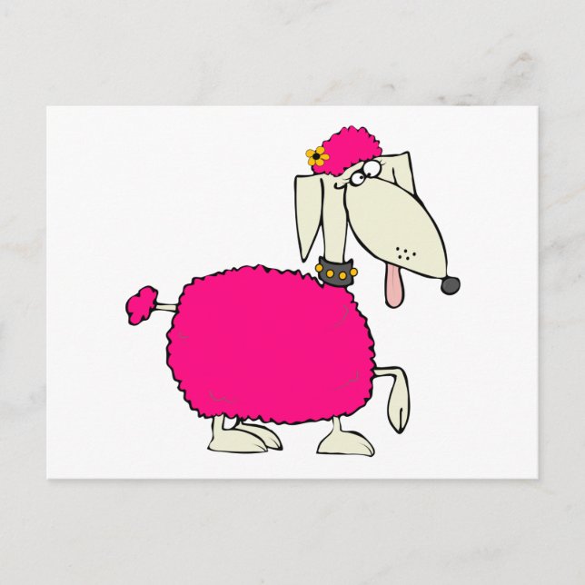 Carte Postale Poodle rose (Devant)