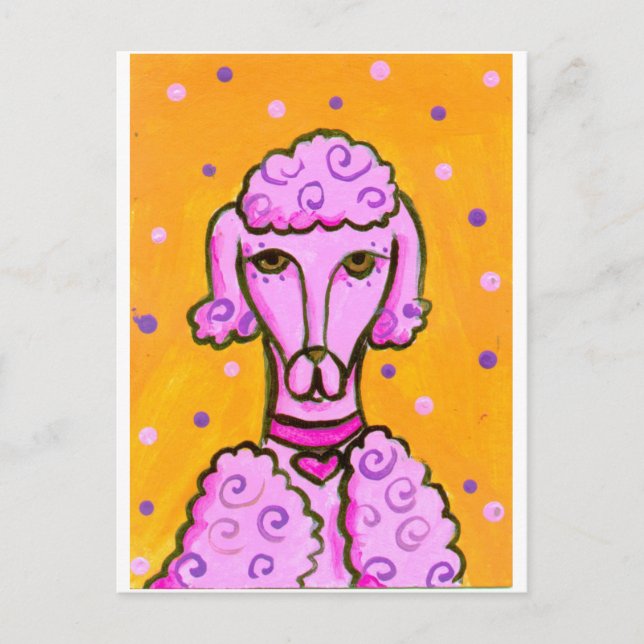 Carte Postale Poodle rose (Devant)