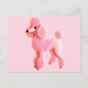 Carte Postale Poodle rose mignon