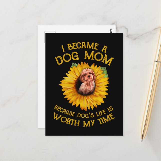 Carte Postale Poodle Sunflower Because Dog's Life Worth (Devant/Arrière en situation)
