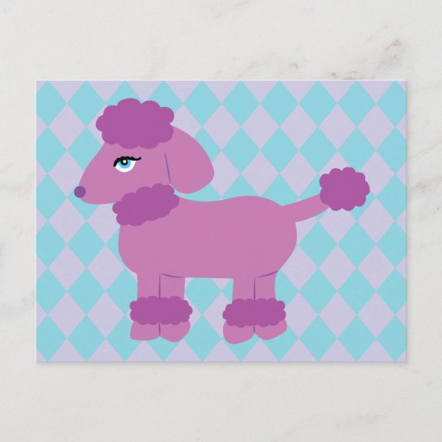 Carte Postale Poodle Violet (Devant)