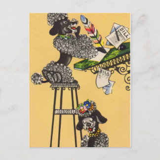 Carte Postale Poodles Écrire des lettres