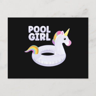 Carte Postale Pool Girl Unicorn Float Party Summer Vacances