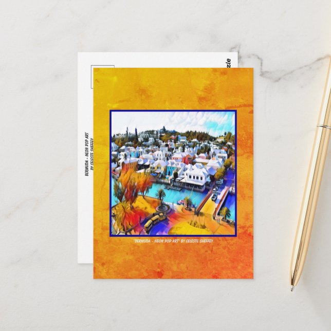 Carte Postale Pop Art Bermudes (Devant/Arrière en situation)