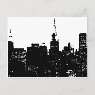 Carte Postale Pop Art Black & White New York