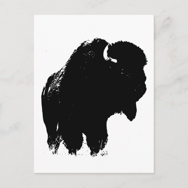Carte Postale Pop Art Buffalo Bison Silhouette (Devant)