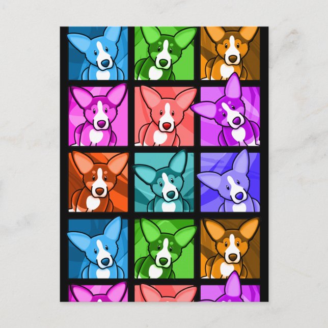 Carte Postale Pop Art Corgi (Devant)