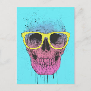 Carte Postale Pop art crâne avec lunettes
