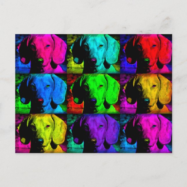 Carte Postale Pop Art Dachshund Doxie Doux Visage Souloureux Yeu (Devant)