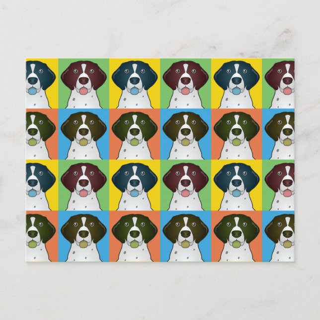 Carte Postale Pop-Art de dessin de Chien à poing court allemand (Devant)