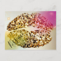 Pop Art Glitam Faux Gold Kiss Me