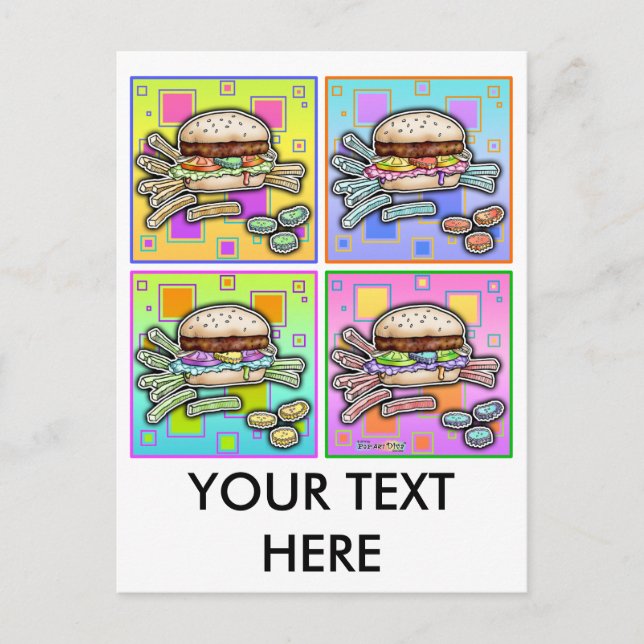 Carte Postale Pop Art HAMBURGER POSTCARD (Devant)