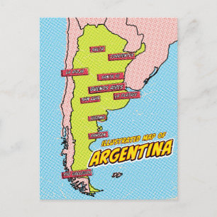 Carte Postale Pop Art Illustré Argentine